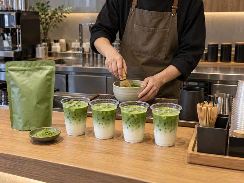 Alternative matcha powders tested against an approved product sample