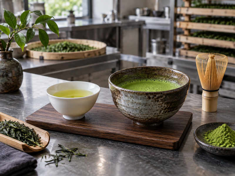 Japanese matcha production records and quality checks at packing