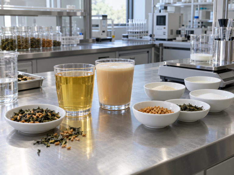 Genmaicha tea calories comparison of plain tea and a sweetened latte