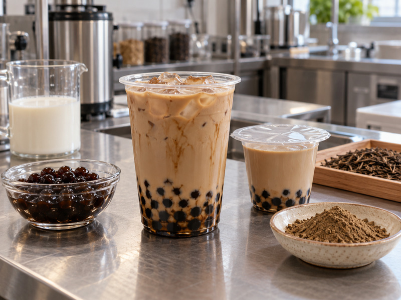 Hojicha boba drinks