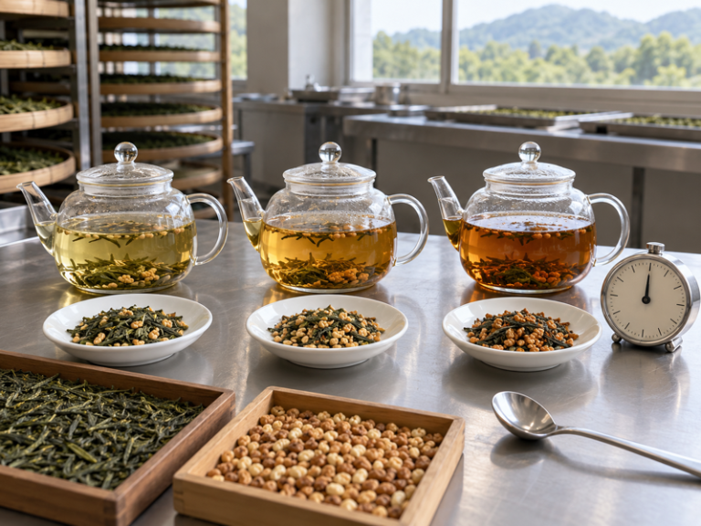 How long to steep genmaicha timed trial with three factory tea samples
