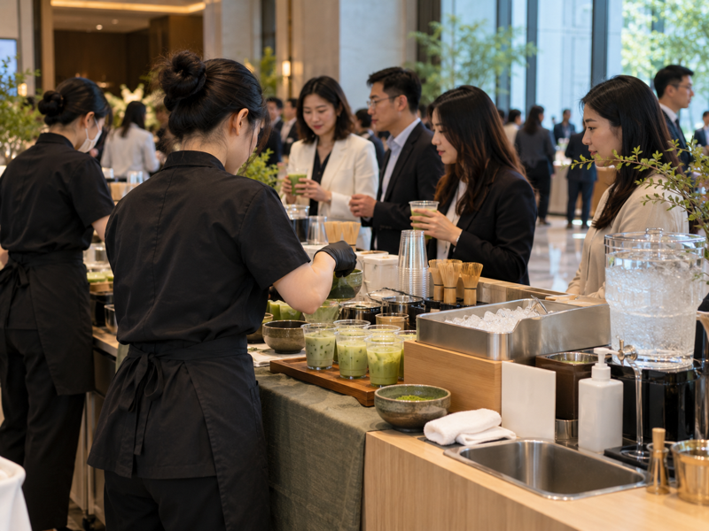 matcha bar catering station at a mainland China corporate event