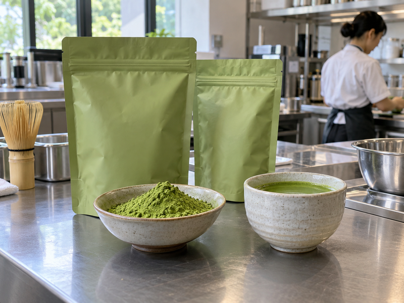 sealed matcha café powder samples in mainland China