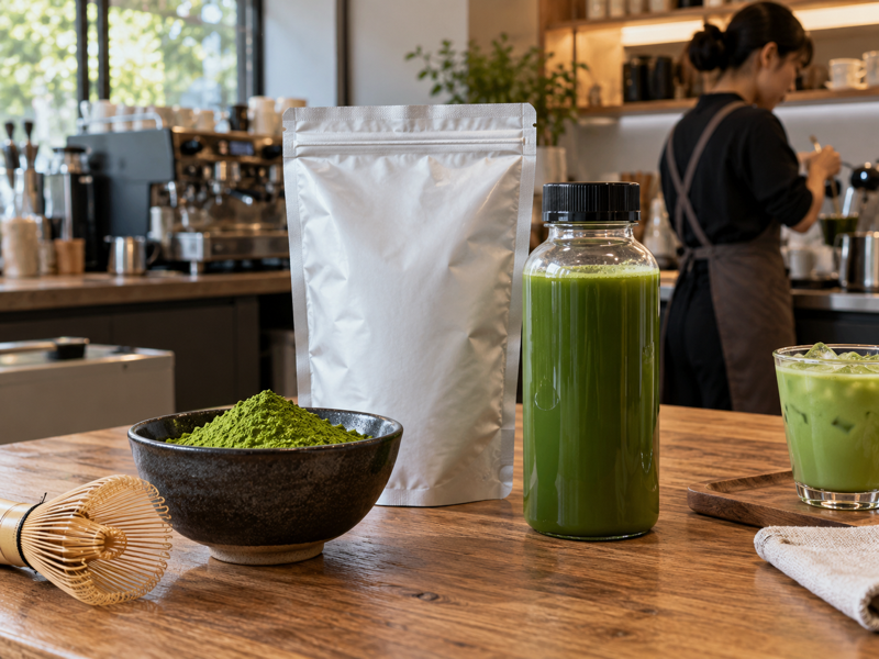 matcha powder formats on a café counter: what matcha do cafes use